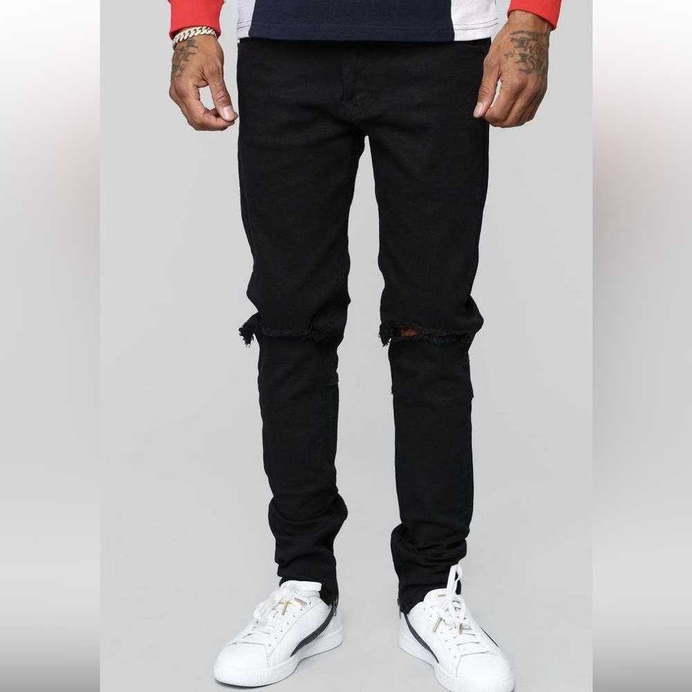 Men Fashion Nova Jeans Black sz 40 - Picture 2 of 3